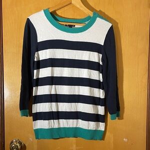 GAP Women's Striped Sweater - Navy, White, and Green